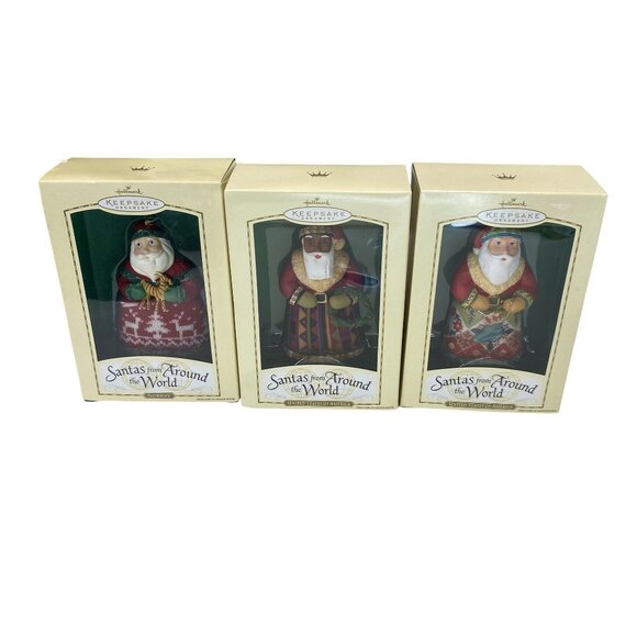 Hallmark Keepsake Ornament Collection "Santas From Around The World" Set Of 3 - Picture 1 of 6